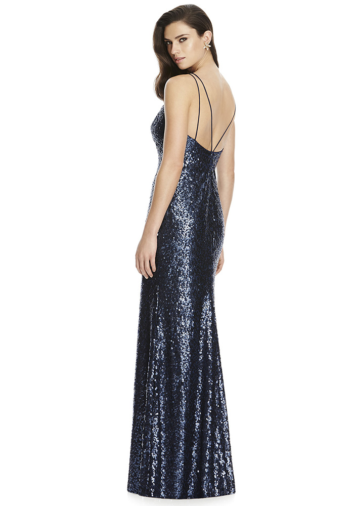 Please all of your girls with navy bridesmaid dresses in an elegant midnight blue hue, whether fitted and floor-length, mid-length or with a statement back